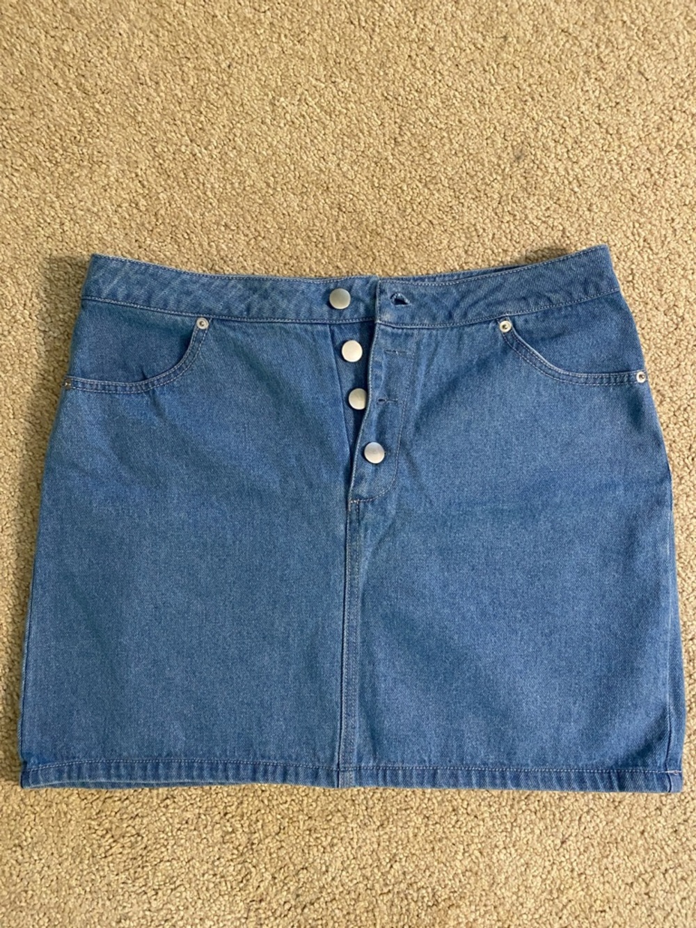 Forever 21 Button-Front Denim Mini Skirt in Blue